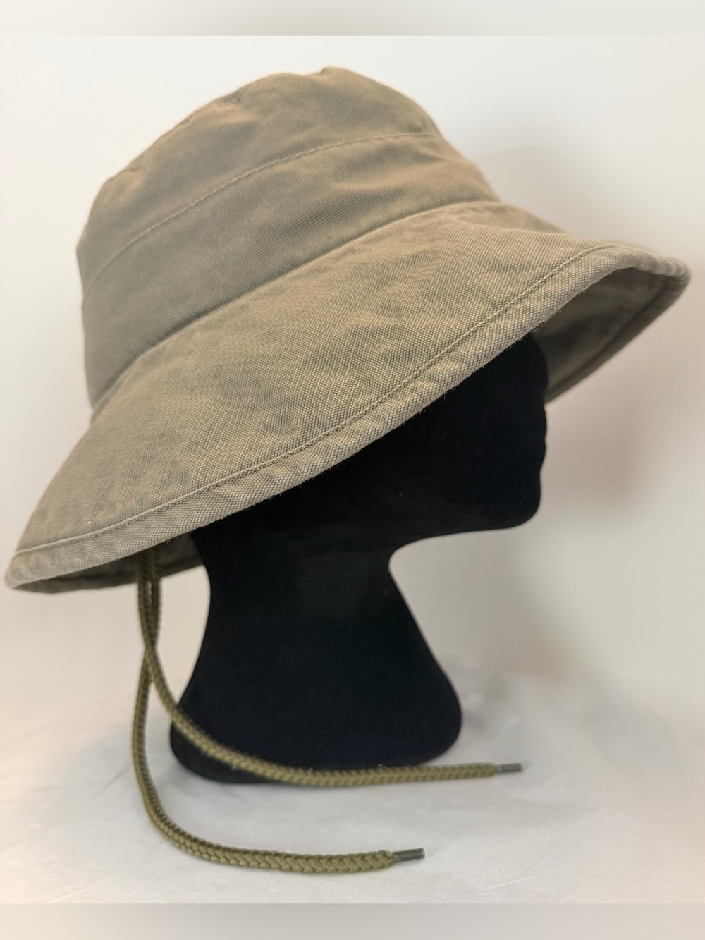 Sloggers Wide Brim Cotton Sun Hat Olive Green Adjustable Chin Cord Outdoor